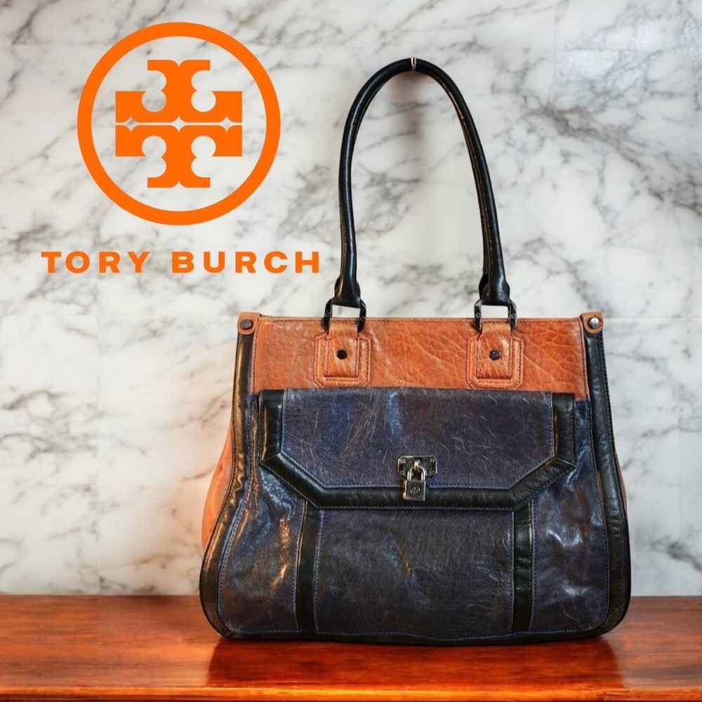 Tory Burch Two-Tone Brown and Black Leather Satchel